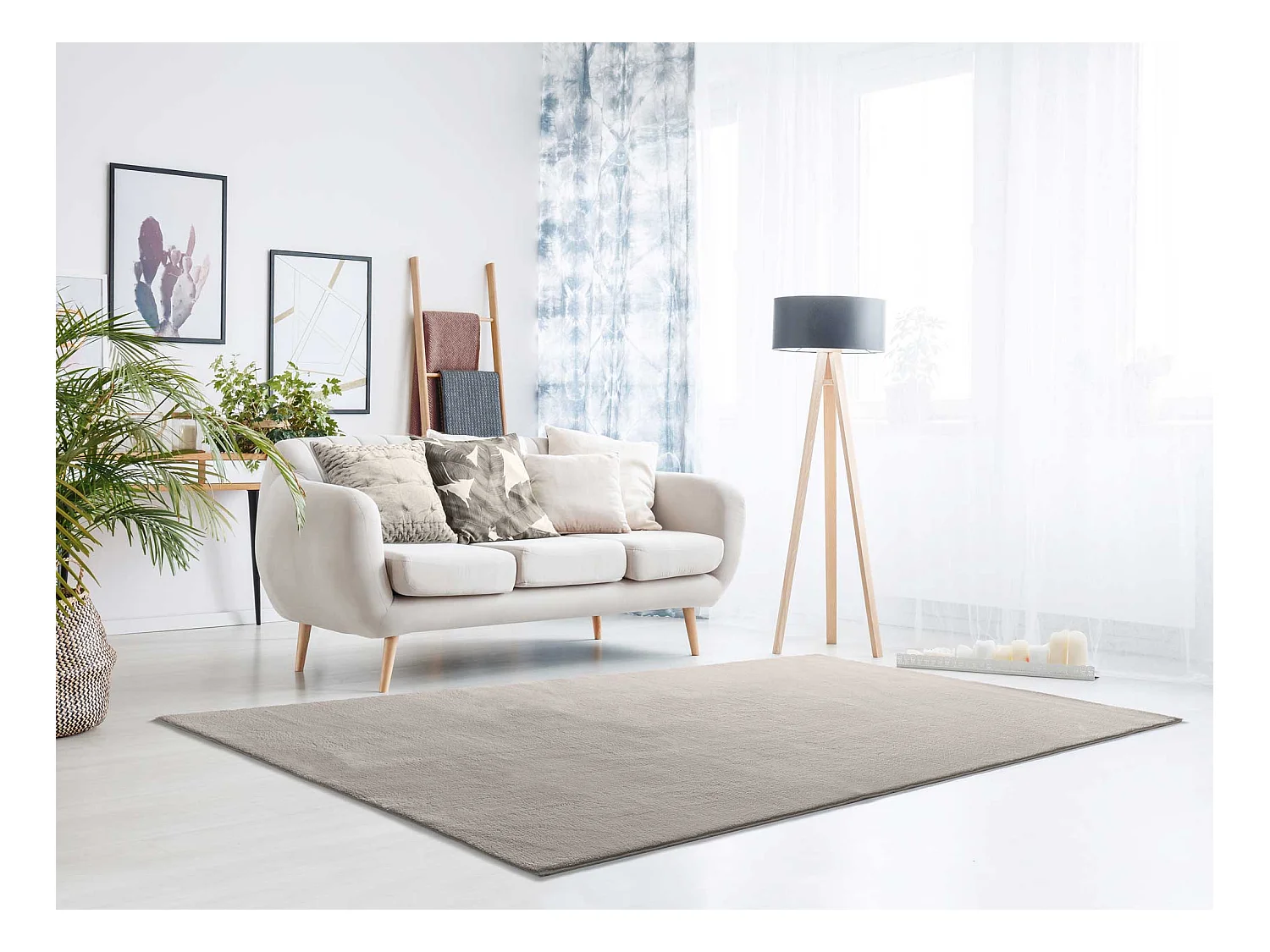 Kurzflorteppich - waschbar und rutschfeste - Einfarbiger - stein - 60x120 cm - LOFT