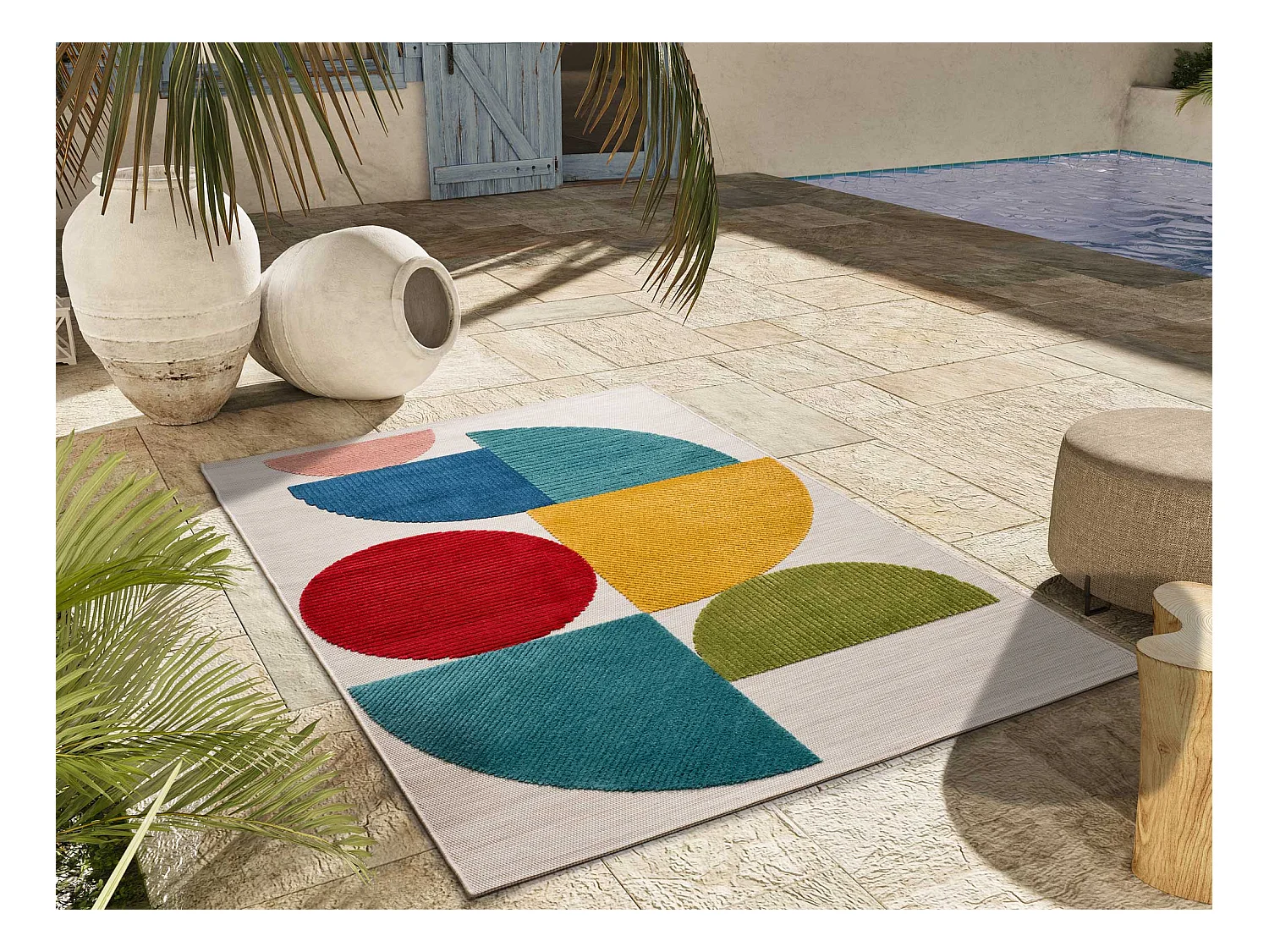 Tappeto esterior - geometrico in rilievo - multicolore - 160 x 230 cm - MILA