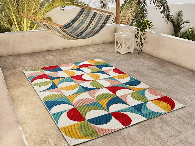 Buitentapijt - geometrisch met reliëf - veelkleurig - 80x150 cm - MILA
