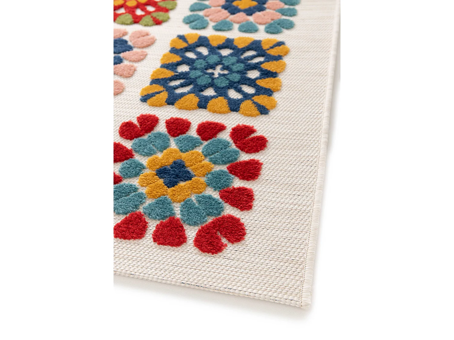 Tapis extérieur - géométrique avec relief - multicolore - 120 x 170 cm - MILA
