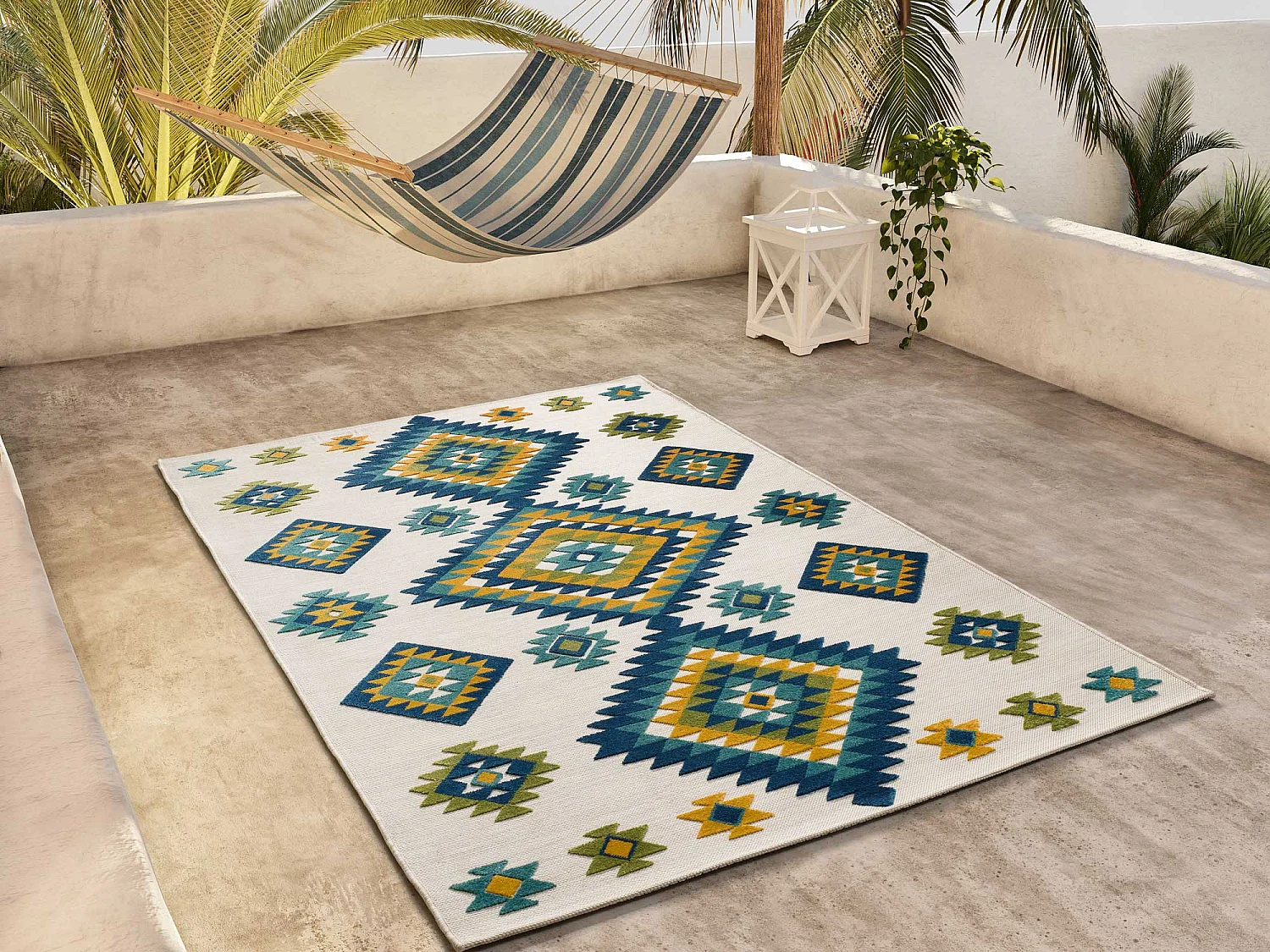 Tappeto esterior - etnico in rilievo - multicolore - 160 x 230 cm - MILA