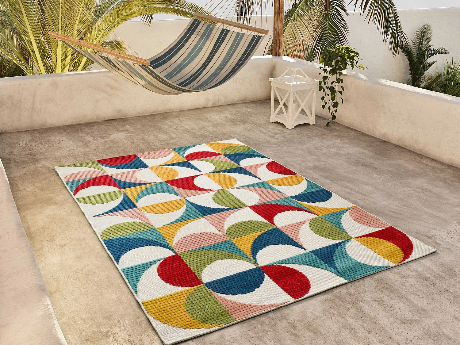 Tappeto esterior - geometrico in rilievo - multicolore - 160 x 230 cm - MILA