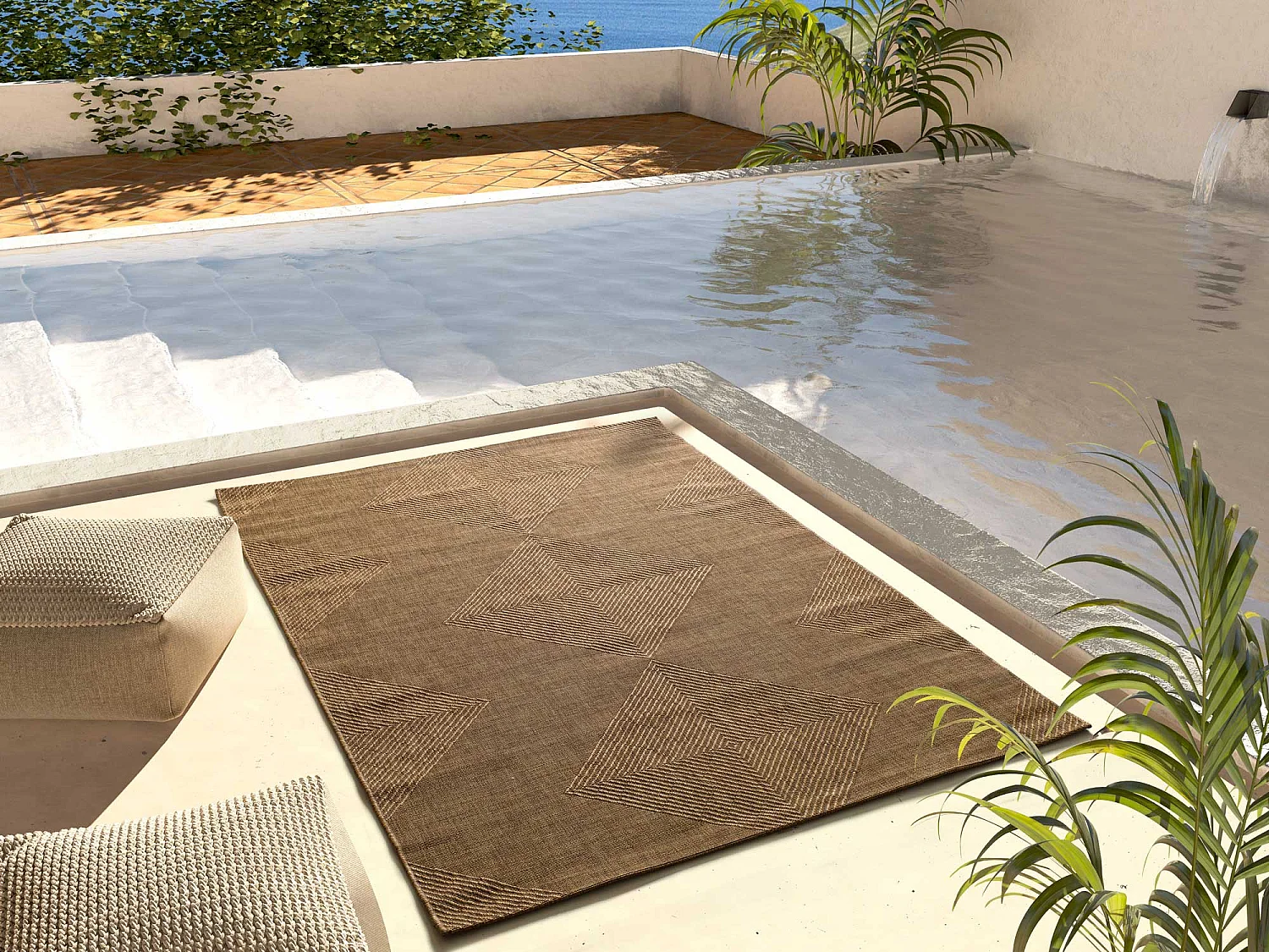 Tappeto esterior - geometrico in juta - naturale - 120 x 170 cm - GUINEA