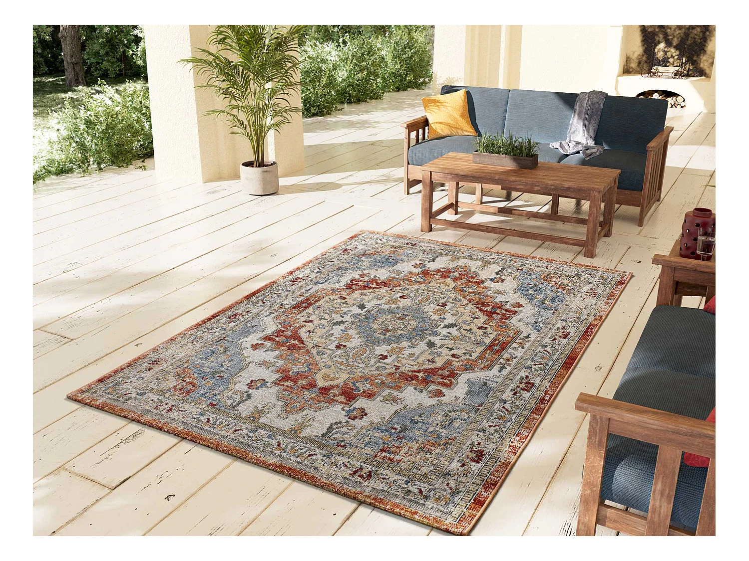Tapis extérieur - vintage - rouille - 160 x 230 cm - LUNA