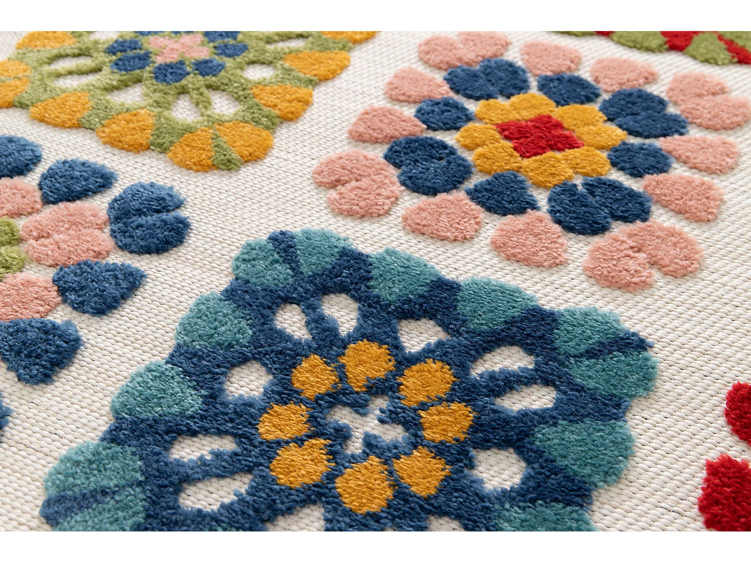 Tapis extérieur - géométrique avec relief - multicolore - 80 x 150 cm - MILA