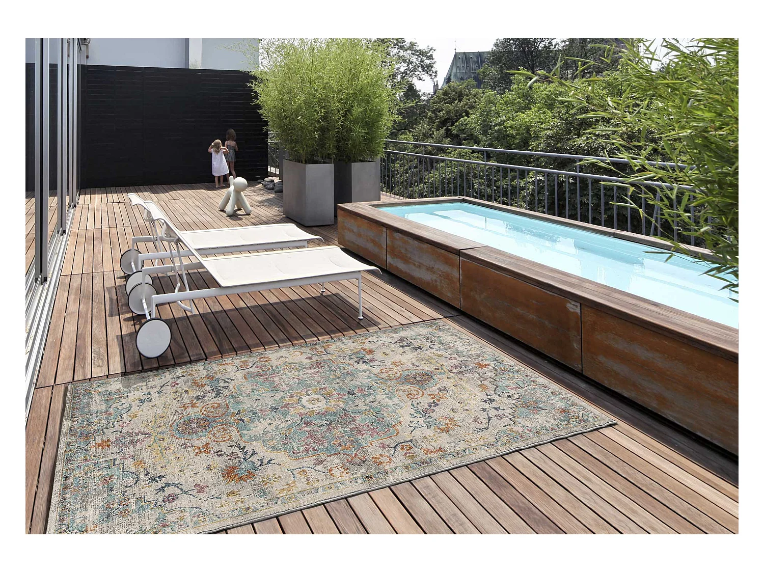 Tapis extérieur - vintage - multicolore - 120 x 170 cm - LUNA