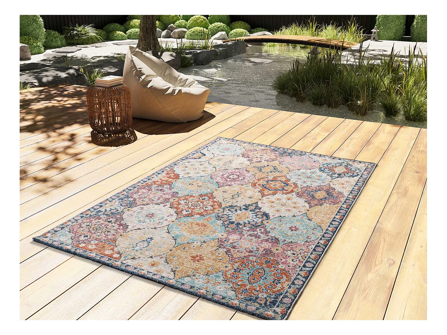 Tapis extérieur - vintage - multicolore - 200 x 290 cm - LUNA