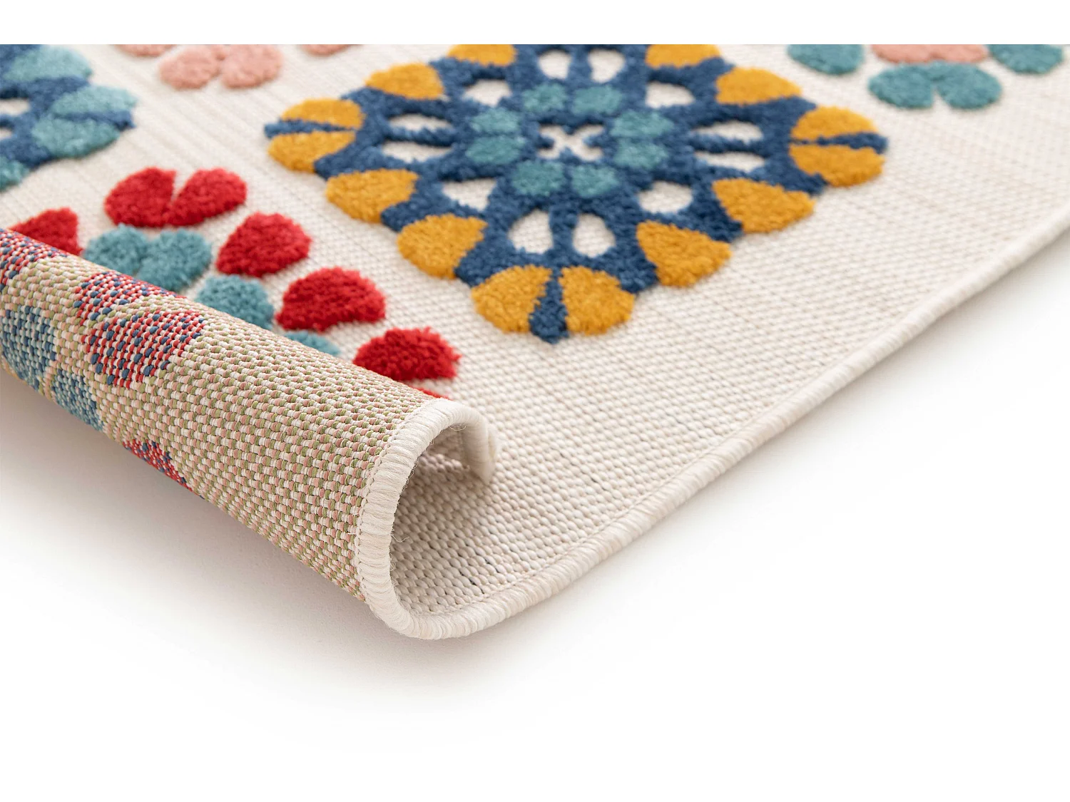 Tapis extérieur - géométrique avec relief - multicolore - 160 x 230 cm - MILA