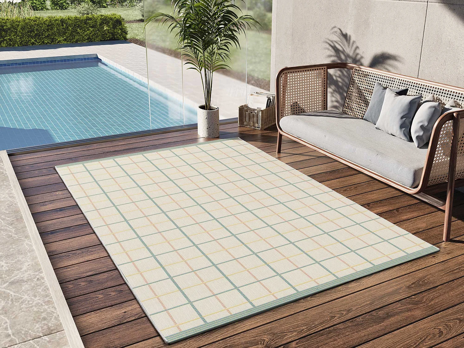 Tappeto esterior - geometrico - multicolore - 80 x 150 cm - MANILA