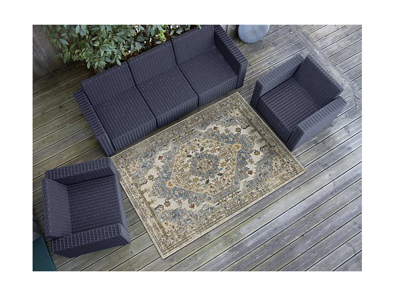 Buitentapijt - vintage - blauw - 160x230 cm - LUNA