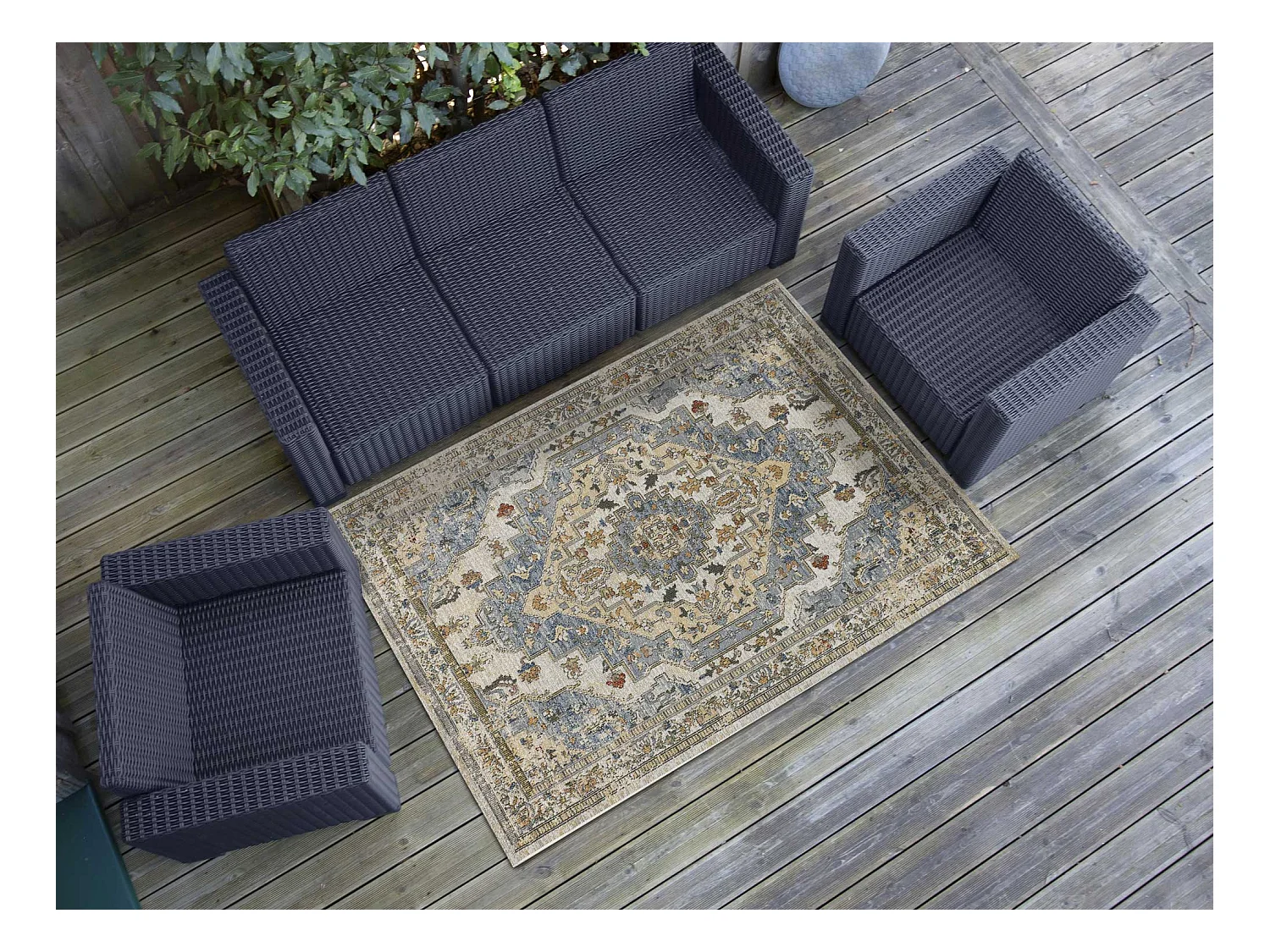 Indoor-Outdoor Teppich - vintage - blau - 160x230 cm - LUNA