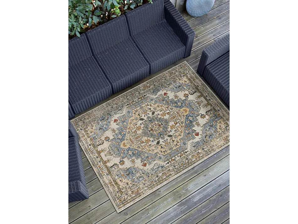 Tapis extérieur - vintage - bleu - 160 x 230 cm - LUNA