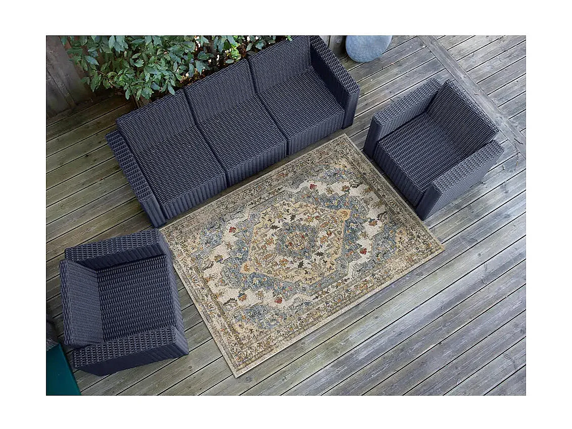 Tapis extérieur - vintage - bleu - 160 x 230 cm - LUNA