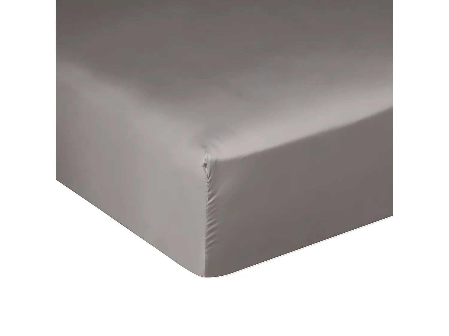 Drap housse 160x200 + 30 cm Satin de Coton Gris Clair