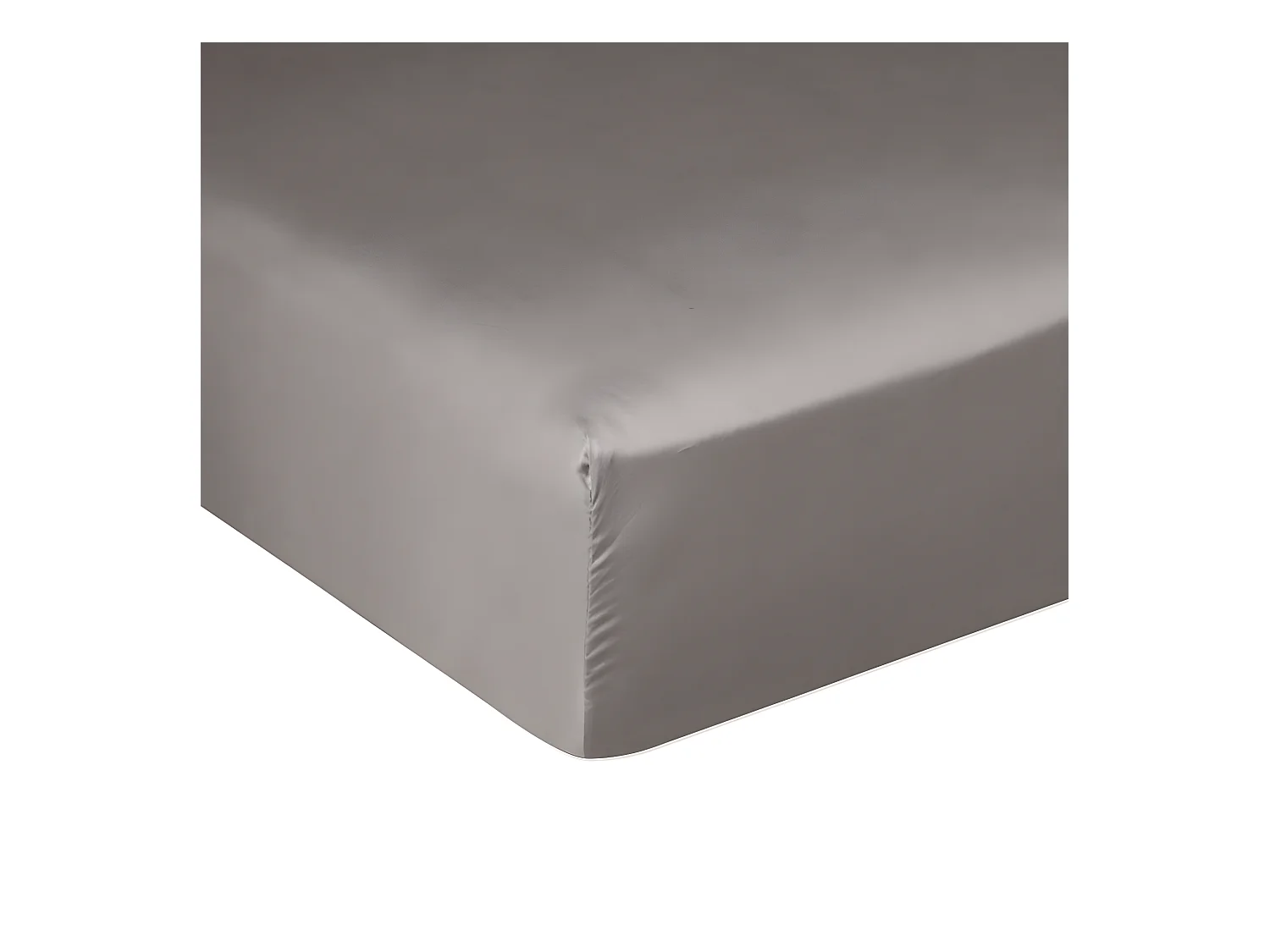 Drap housse 160x200 + 30 cm Satin de Coton Gris Clair