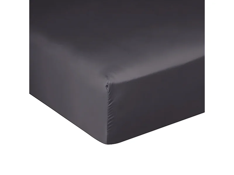Drap housse 160x200 + 30 cm Satin de Coton Gris