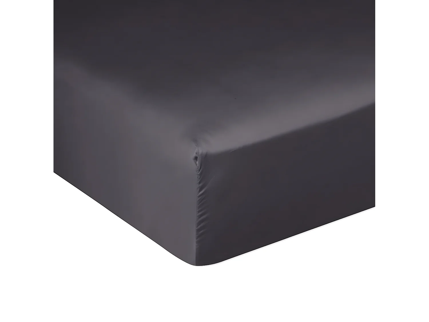 Drap housse 160x200 + 30 cm Satin de Coton Gris