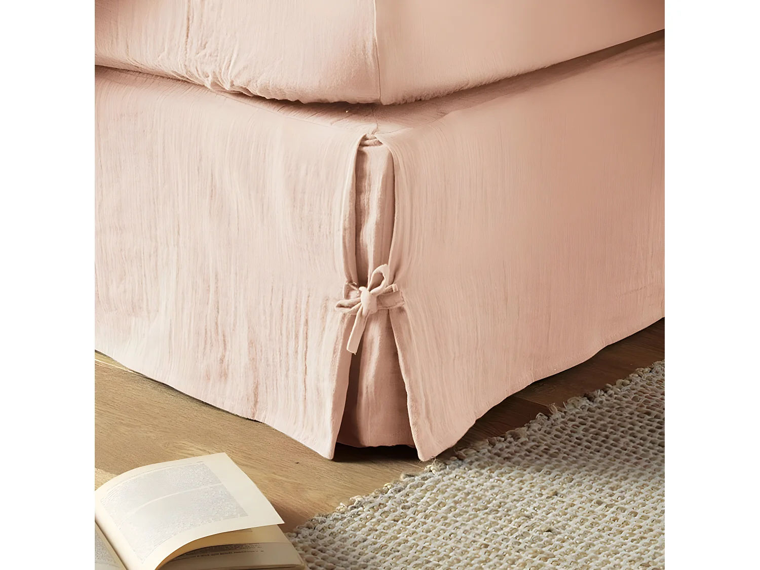 Cache sommier 140x190 cm Gaze de coton Guimauve