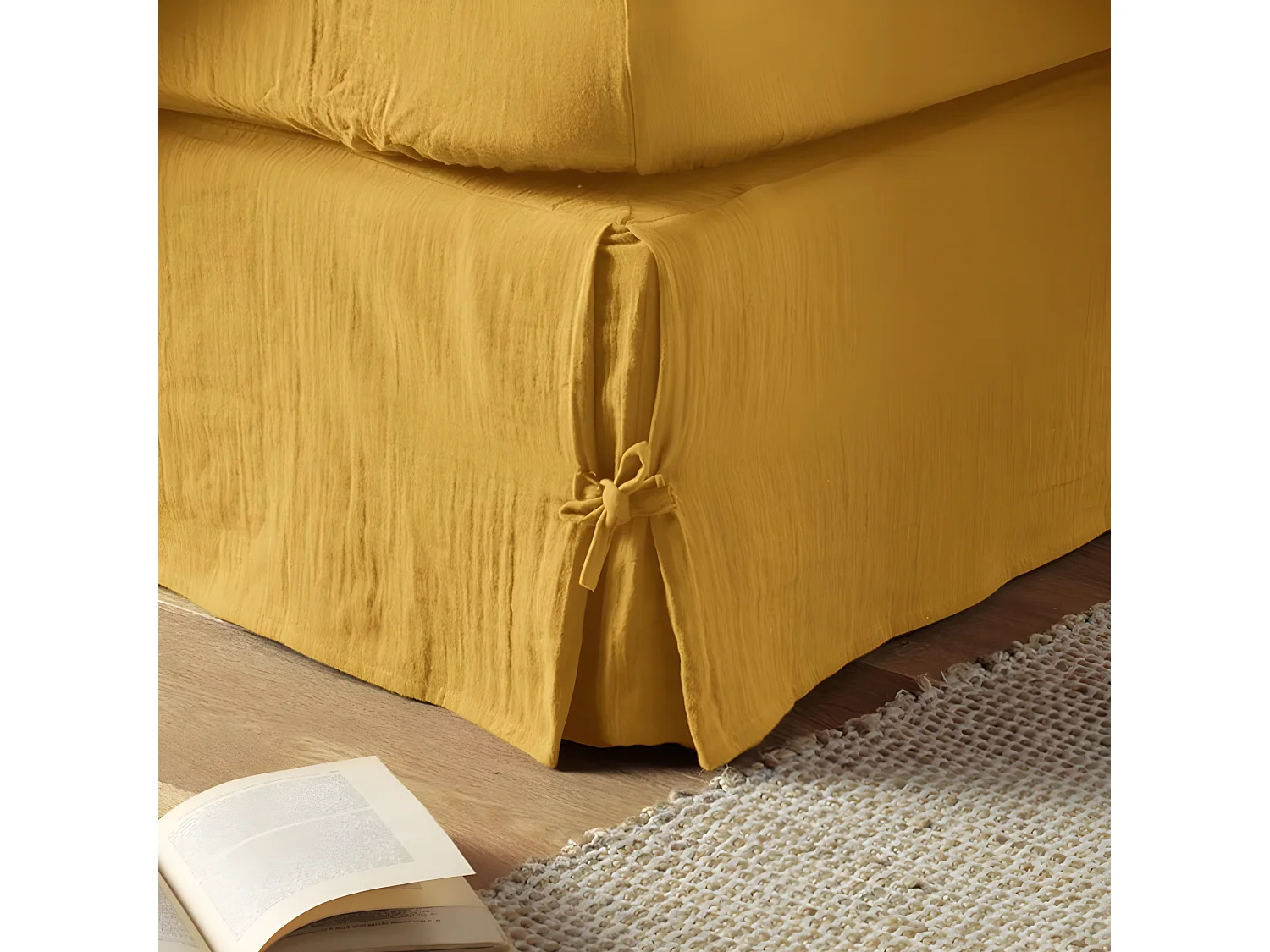 Cache sommier 160x200 cm Gaze de coton Safran