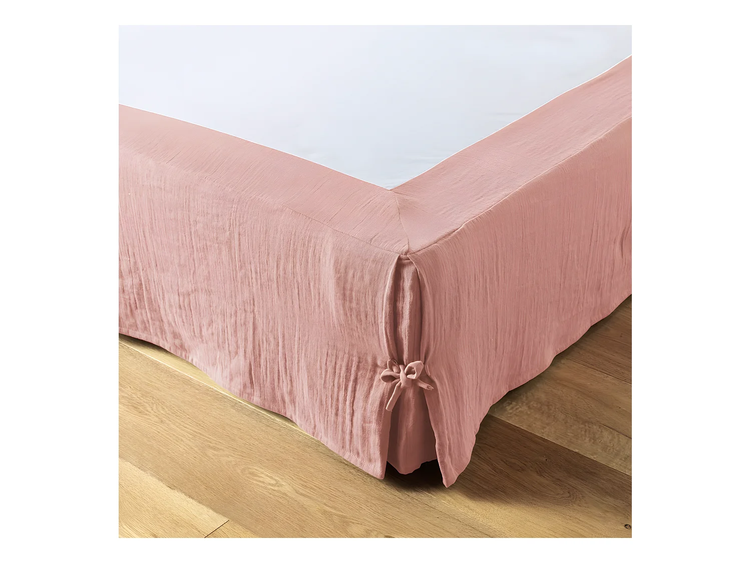 Cache sommier 140x190 cm Gaze de coton Rose