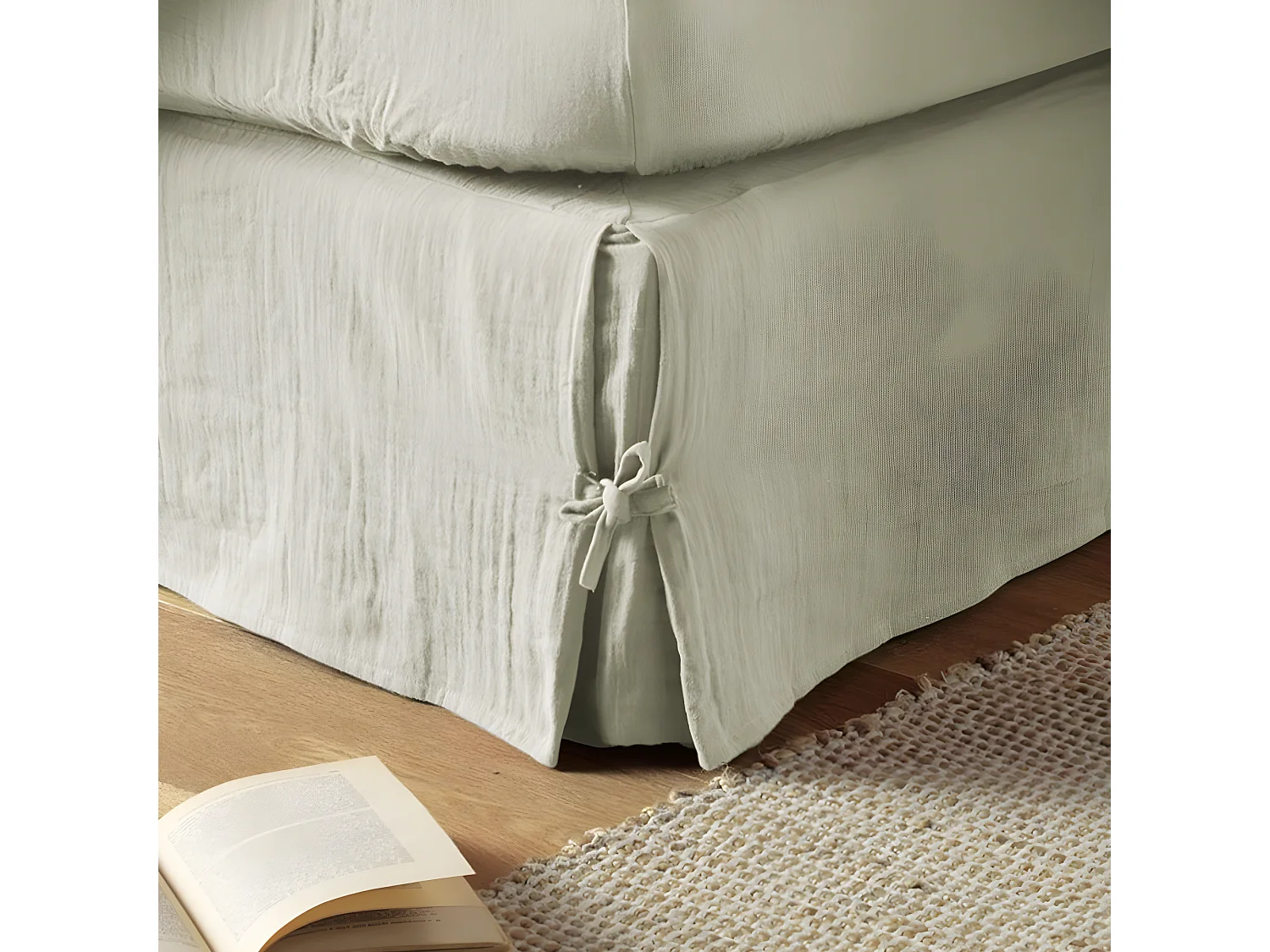 Cache sommier 180x200 cm Gaze de coton Vert d'eau