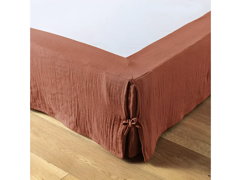 Cache sommier 90x190 cm Gaze de coton Terracotta