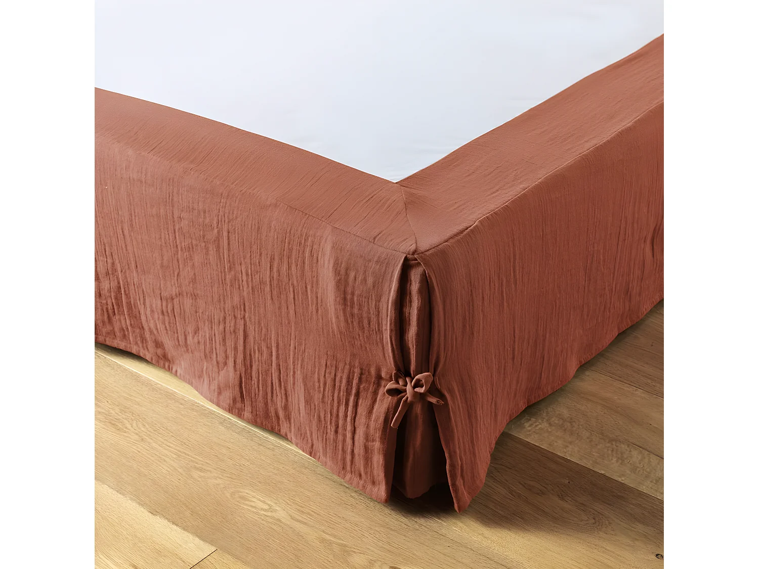 Cache sommier 90x190 cm Gaze de coton Terracotta