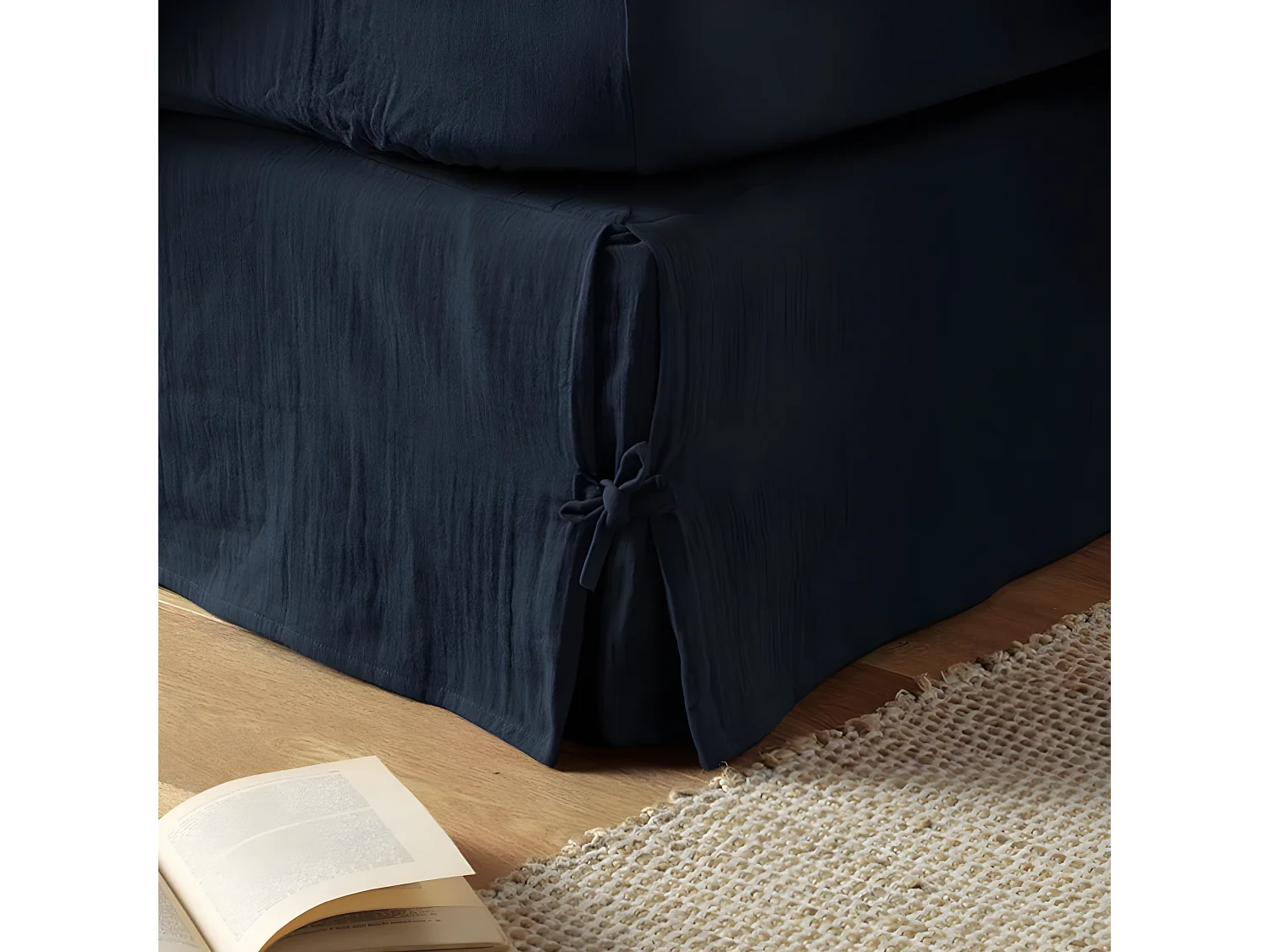 Cache sommier 90x190 cm Gaze de coton Minuit