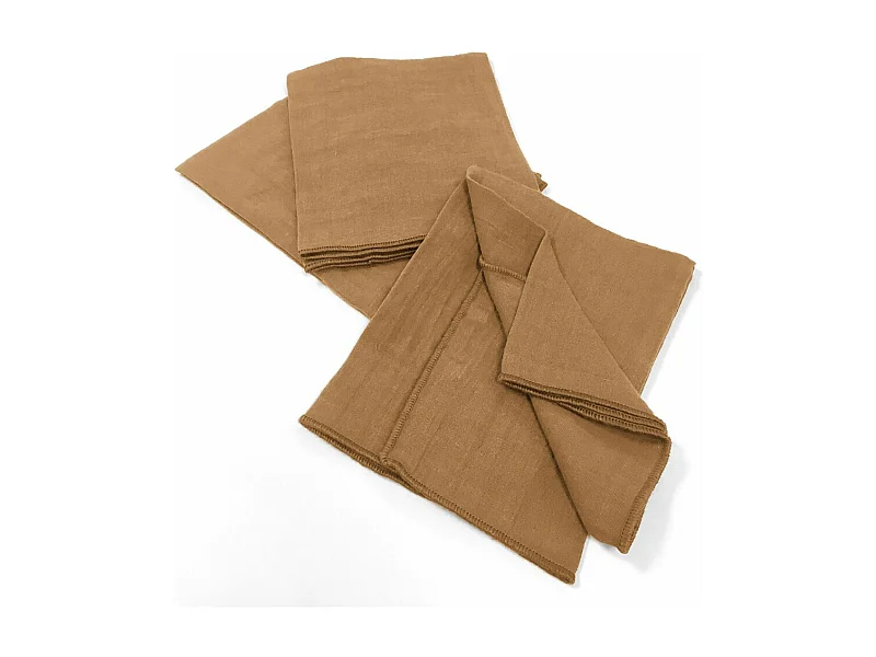 Lot de 3 serviettes 40x40 Gaze de coton Camel
