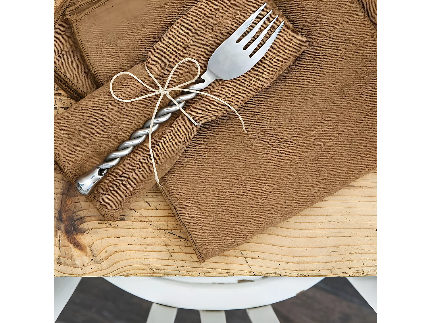 Lot de 3 serviettes 40x40 Gaze de coton Camel