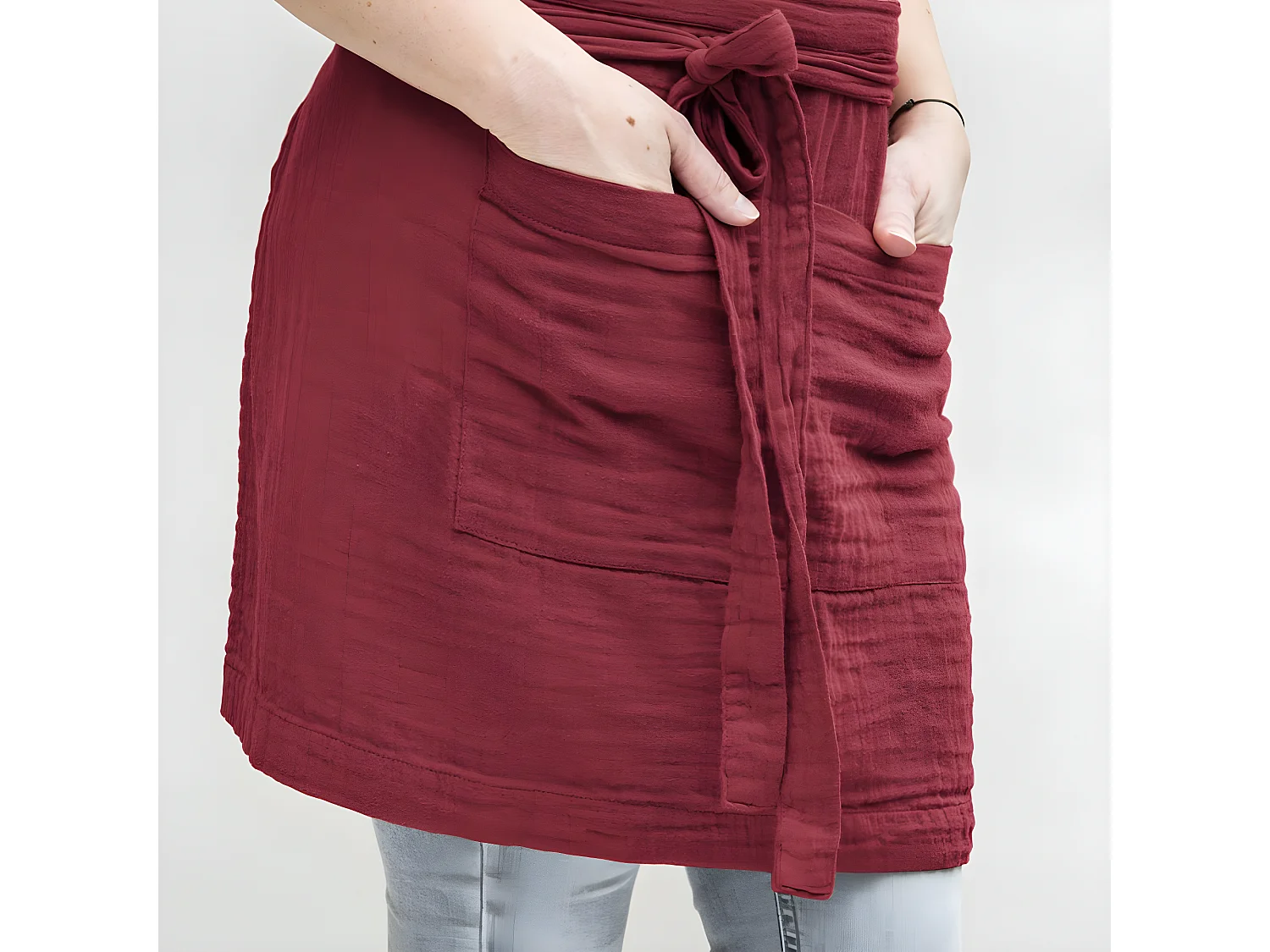 Tablier 45x80 cm Gaze de coton Lie de vin