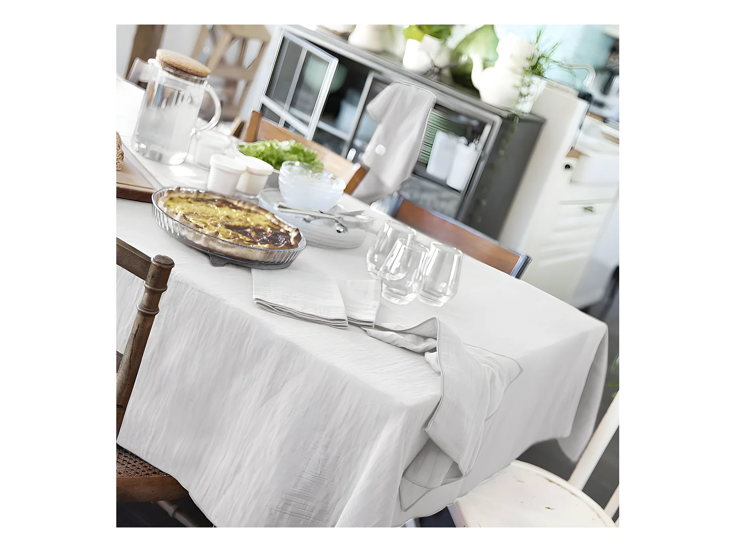 Nappe rectangle 150x350 cm Gaze de coton Nuage