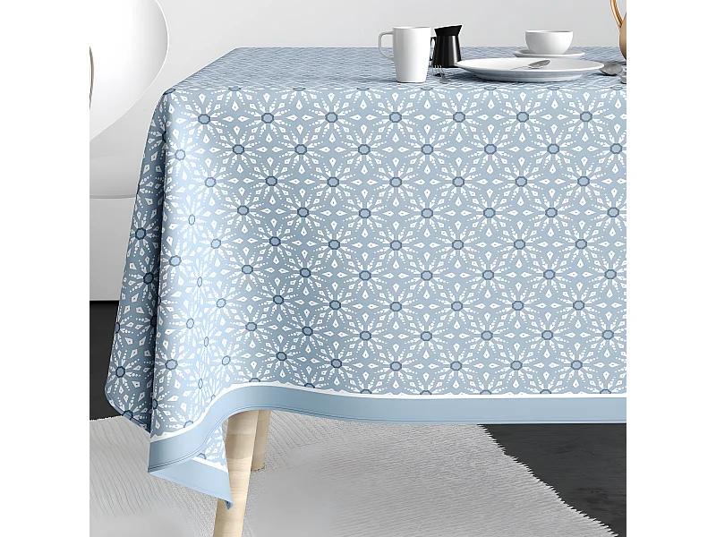 Nappe rectangulaire anti tache 140x250 cm Coton Flocon Glace