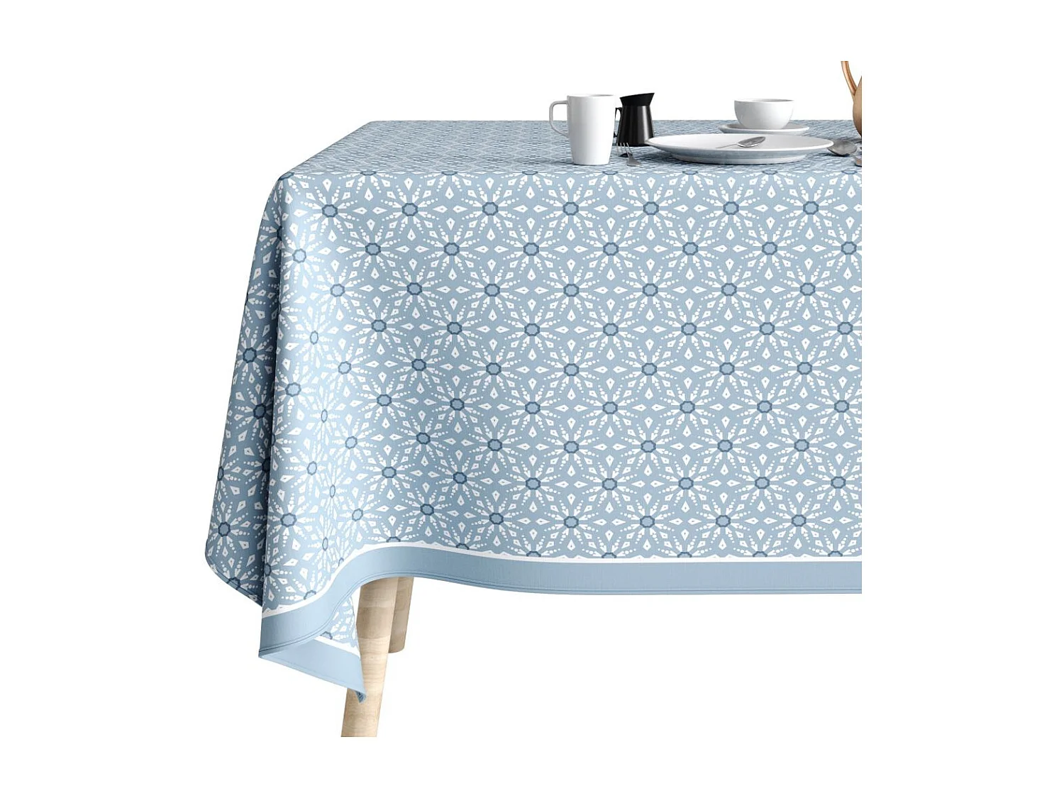 Nappe rectangulaire anti tache 140x250 cm Coton Flocon Glace