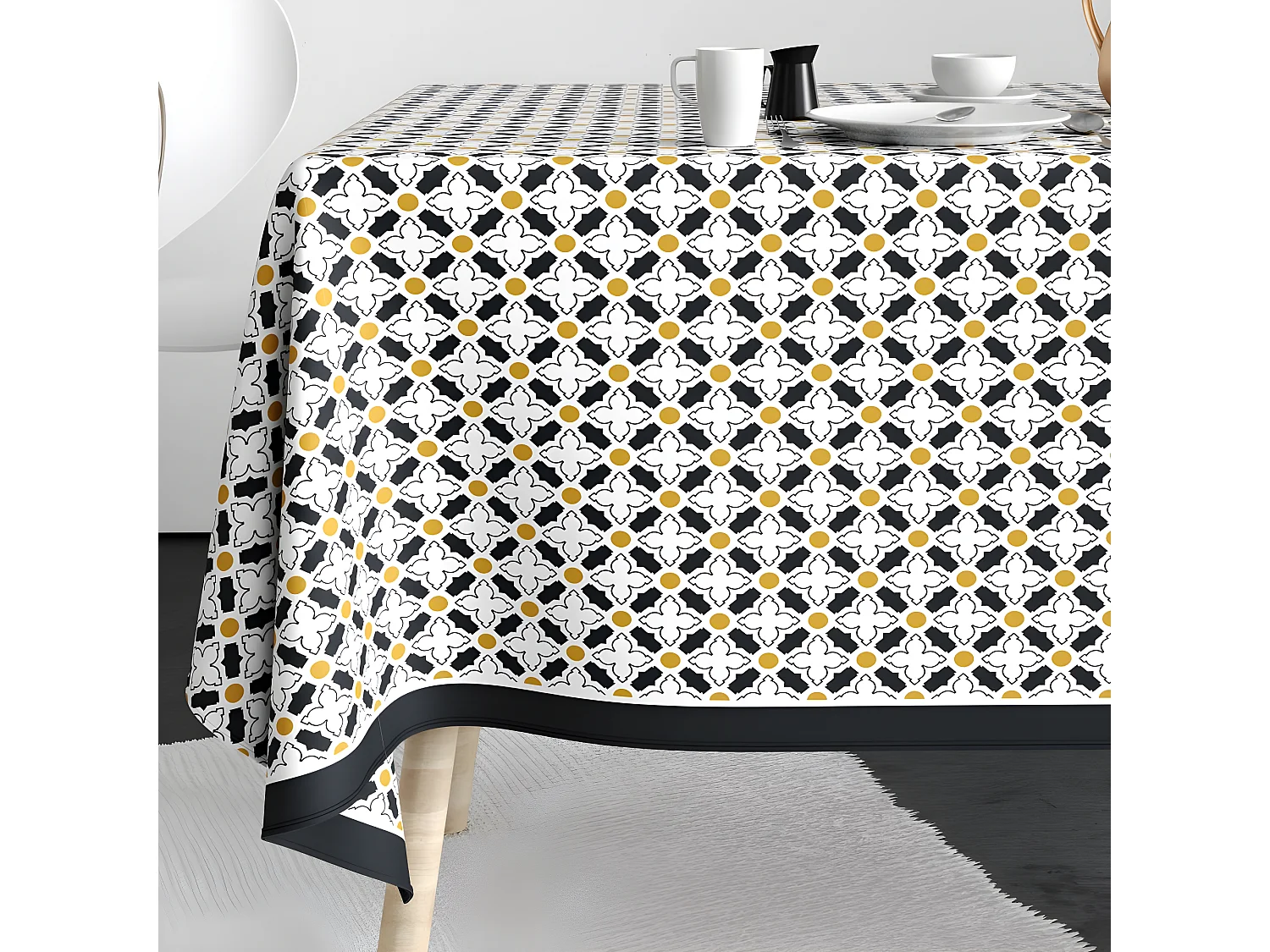 Nappe rectangulaire anti tache 140x250 cm Coton Porta