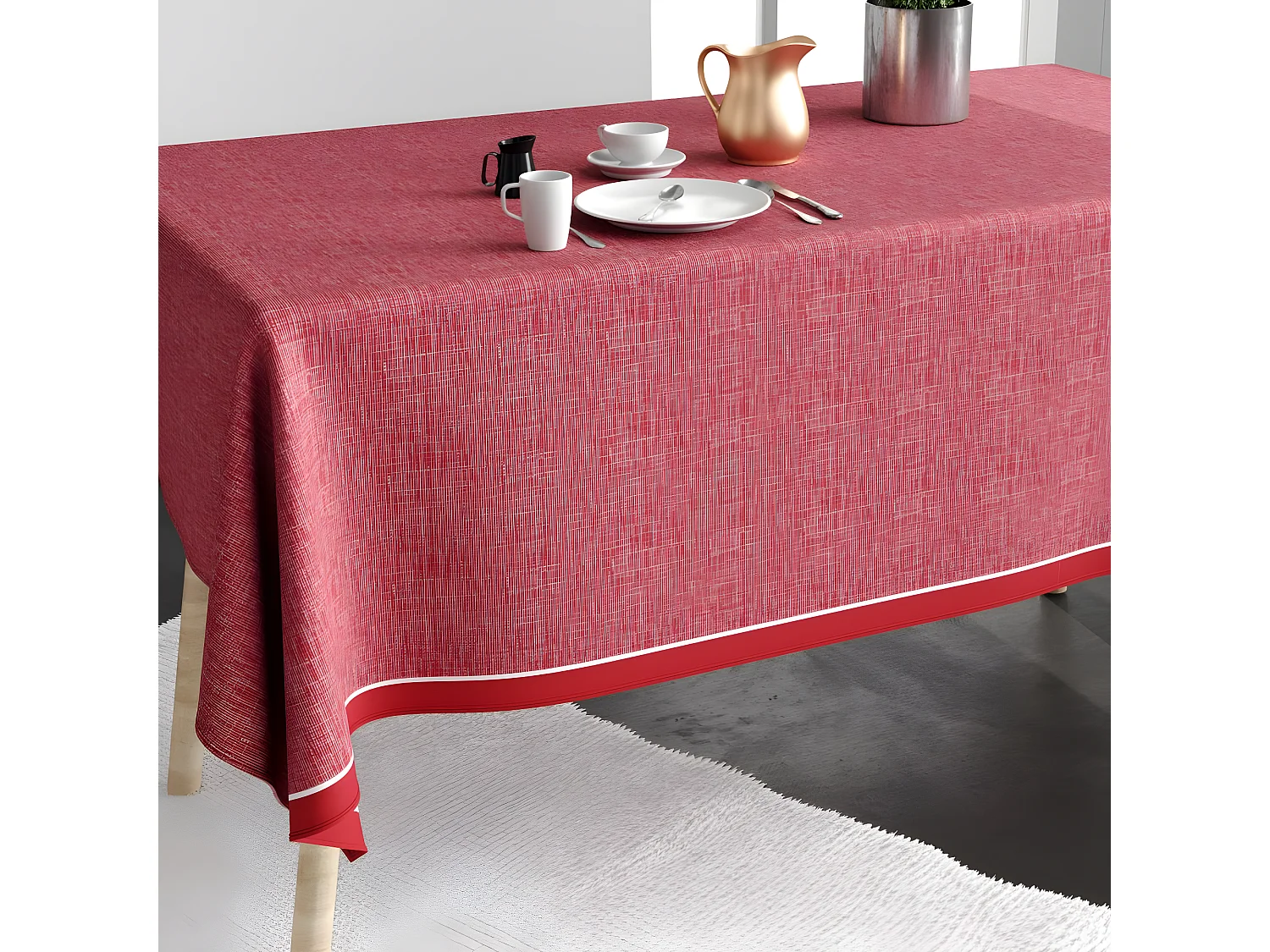 Nappe rectangulaire anti tache 140x300 cm Coton Chambray Tango