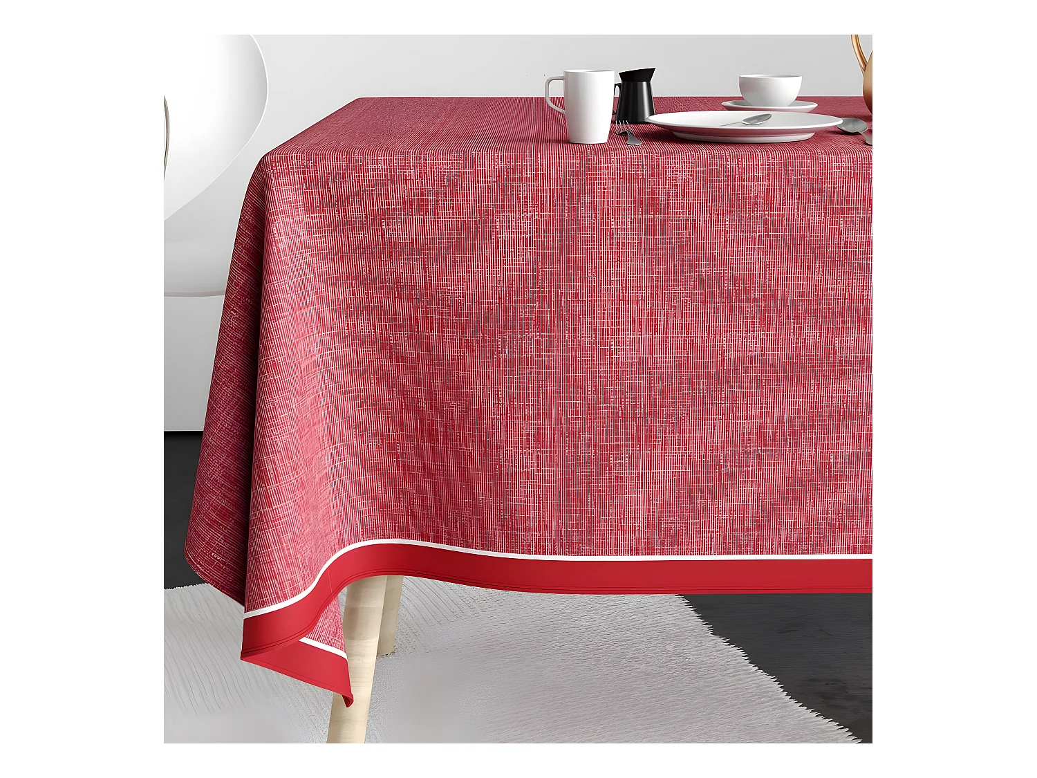 Nappe rectangulaire anti tache 140x300 cm Coton Chambray Tango