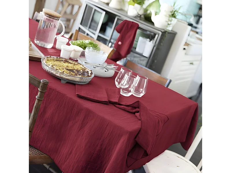 Nappe rectangle 150x250 cm Gaze de coton Lie de vin