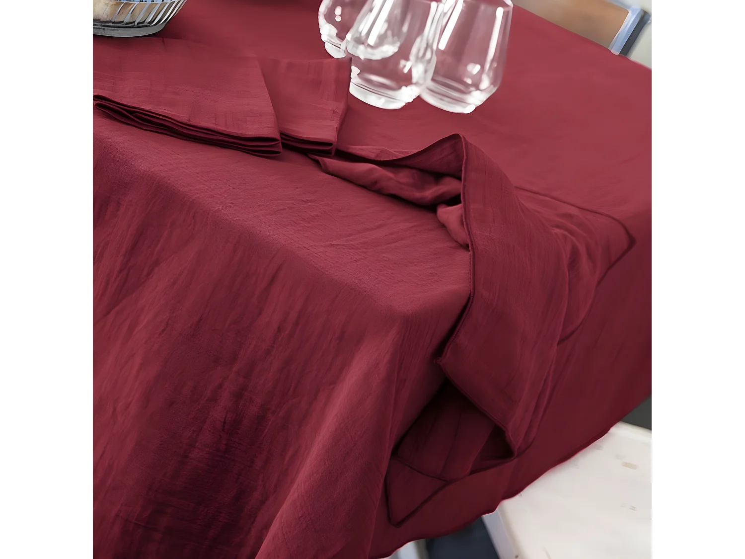 Nappe rectangle 150x250 cm Gaze de coton Lie de vin