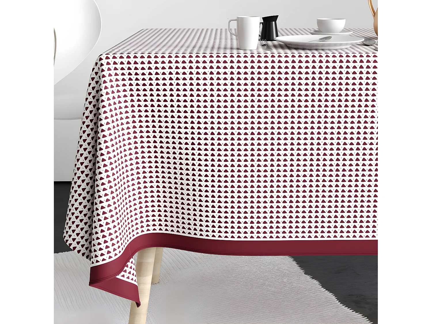 Nappe rectangulaire anti tache 140x250 cm Coton Tilak Aubergine