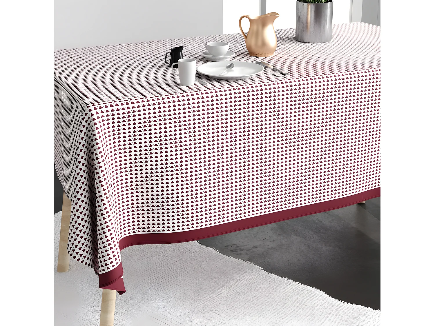 Nappe rectangulaire anti tache 140x250 cm Coton Tilak Aubergine