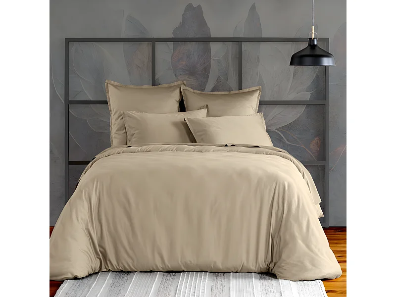 Housse de couette 240x260 cm Satin de Coton Beige