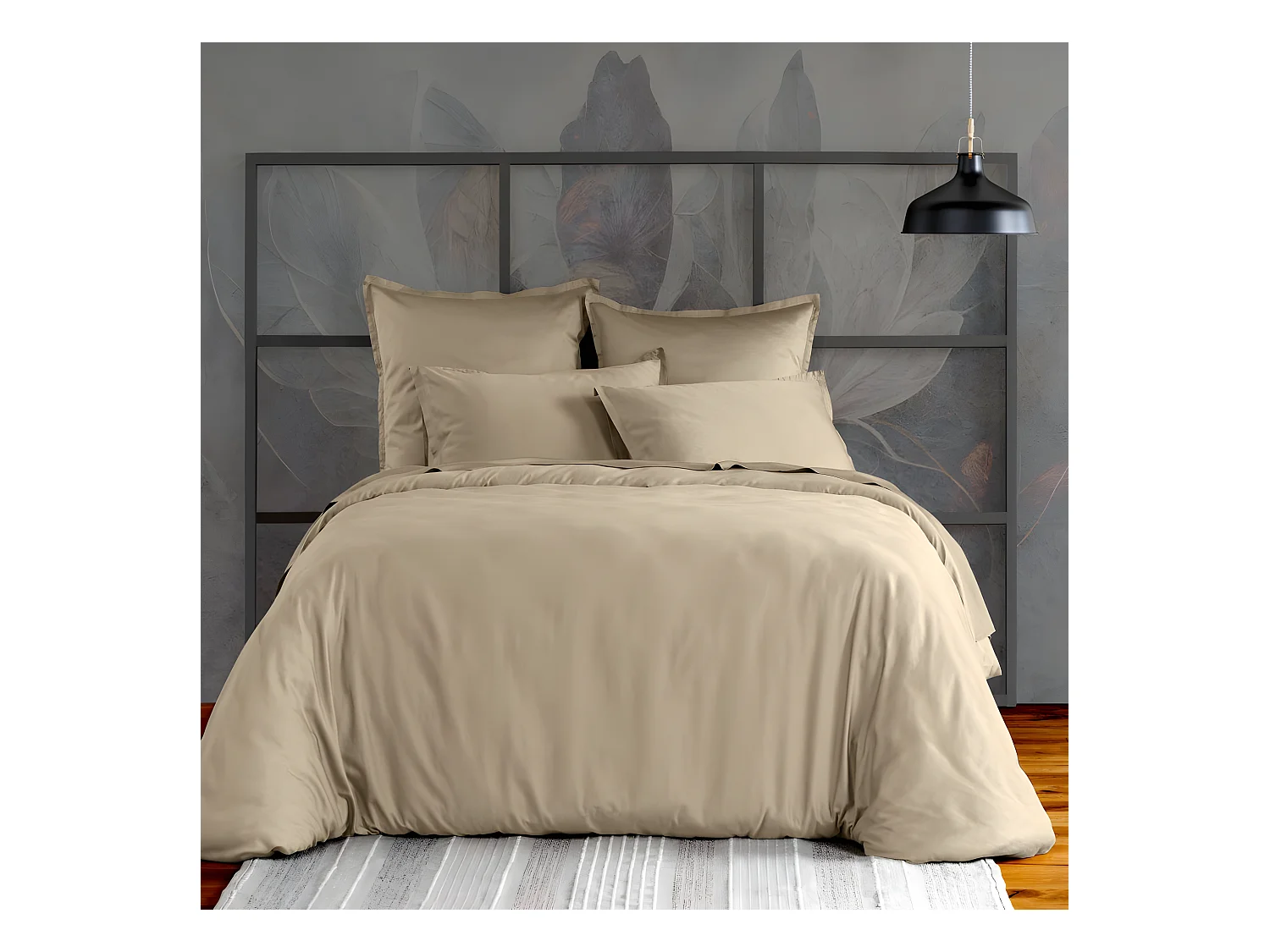 Housse de couette 240x260 cm Satin de Coton Beige