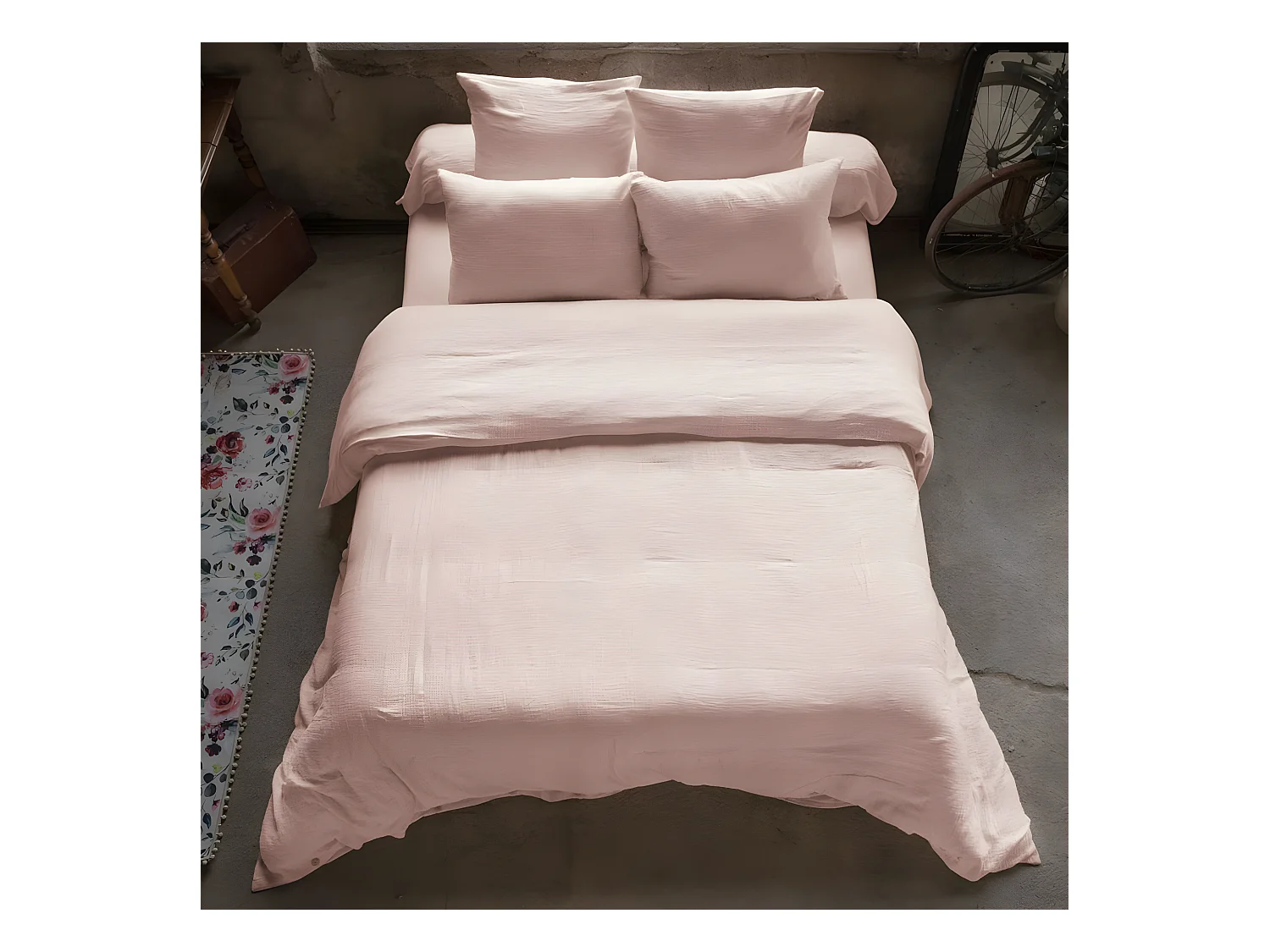 Housse de couette 200x200 cm en Gaze de coton Guimauve