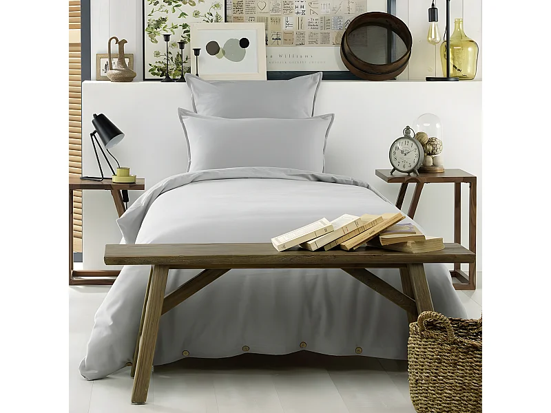 Housse de couette 140x200 Flanelle de Coton Brume