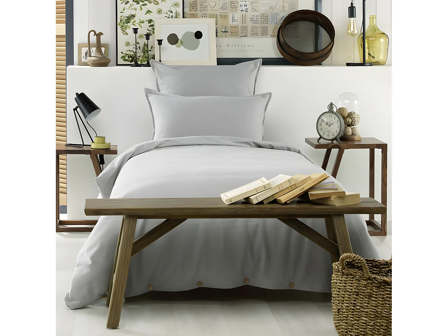 Housse de couette 140x200 Flanelle de Coton Brume