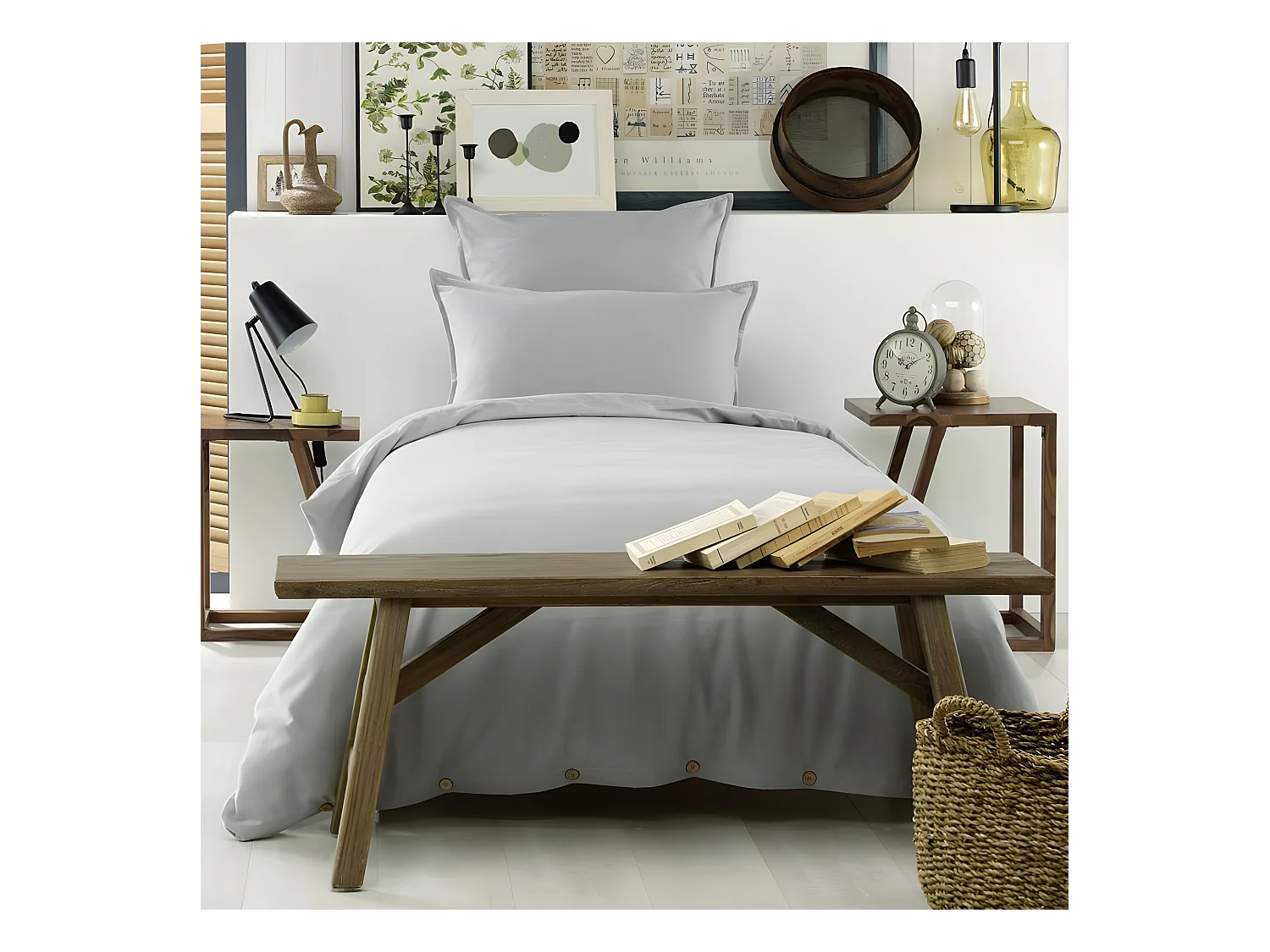Housse de couette 140x200 Flanelle de Coton Brume