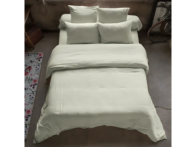 Housse de couette 140x200 cm en Gaze de coton Vert d’eau