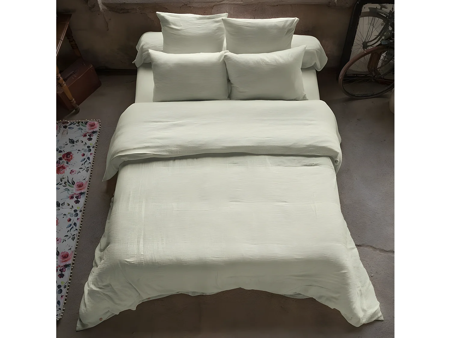 Housse de couette 140x200 cm en Gaze de coton Vert d’eau