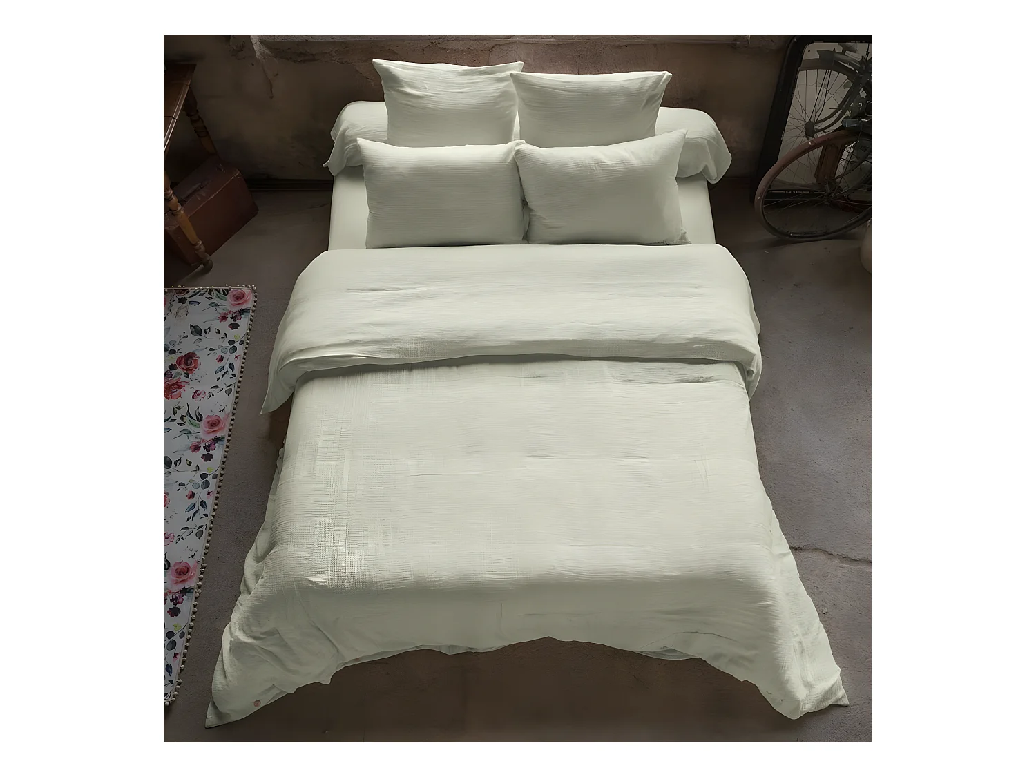 Housse de couette 140x200 cm en Gaze de coton Vert d’eau